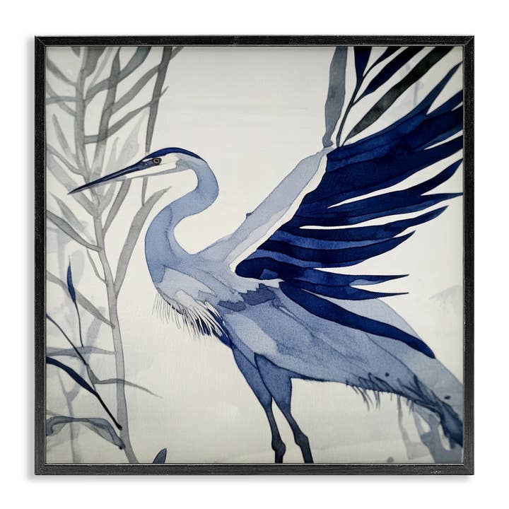 Stupell Industries – wholesale Wall sign – Whimsical Blue Heron - Framed Wall Art