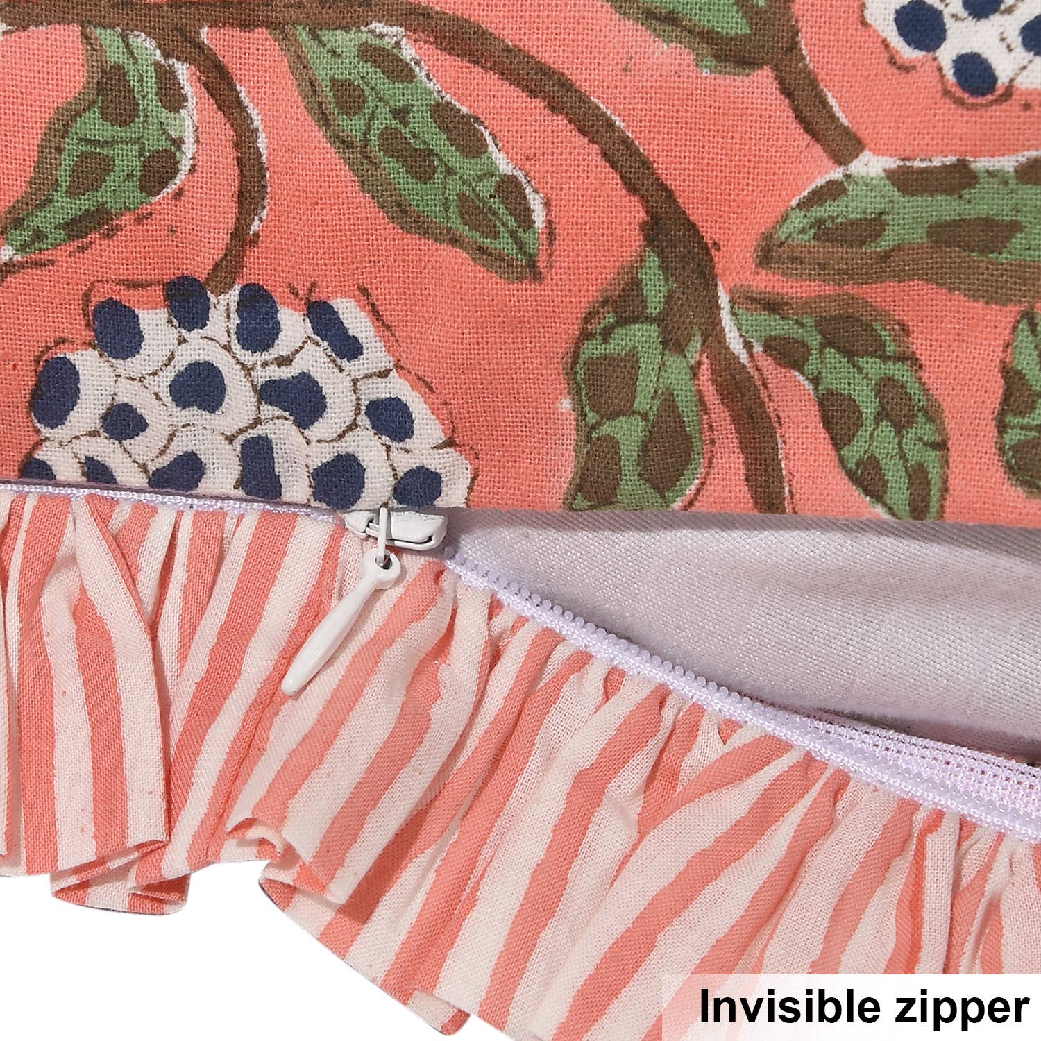 Fabricrush - Wholesale Throw Pillow Cover - Ruffle Pillow Hand Block Printed Floral Throw Pillow Cover2