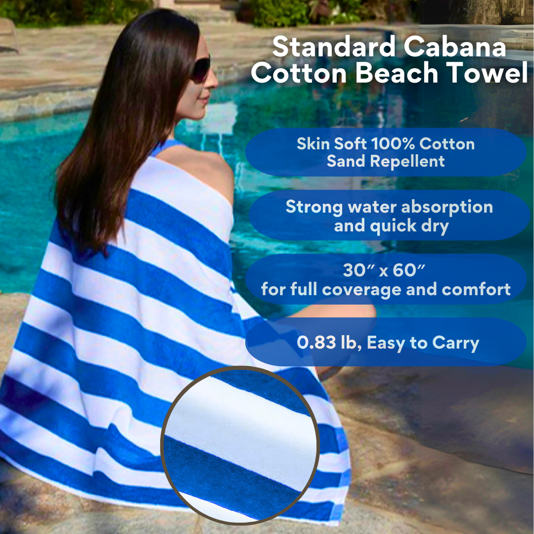 Pro Towels - Vente Serviette de plage - Serviette de plage Cabana standard : 100 % velours éponge de coton3