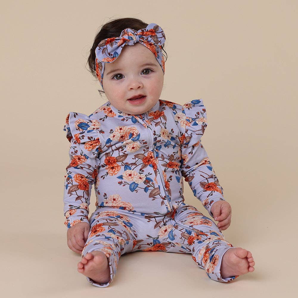 Snuggle Hunny - Wholesale Jumpsuit – Baby - Vintage Blossom Organic Snugglesuit Convertible Romper with Frill1
