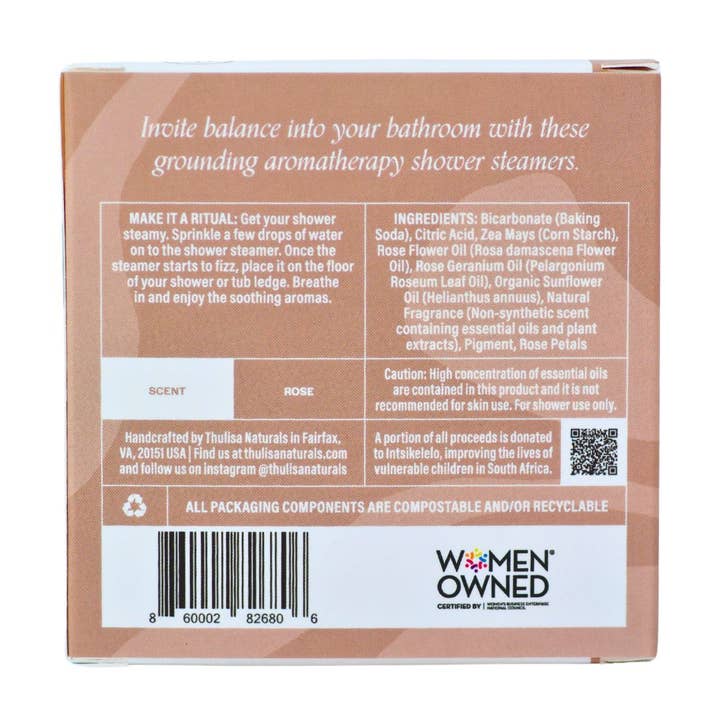 Thulisa Naturals | Bath + Body - Wholesale Shower Steamer/Bomb - Rose Shower Steamers | 4 pack Gift Set3