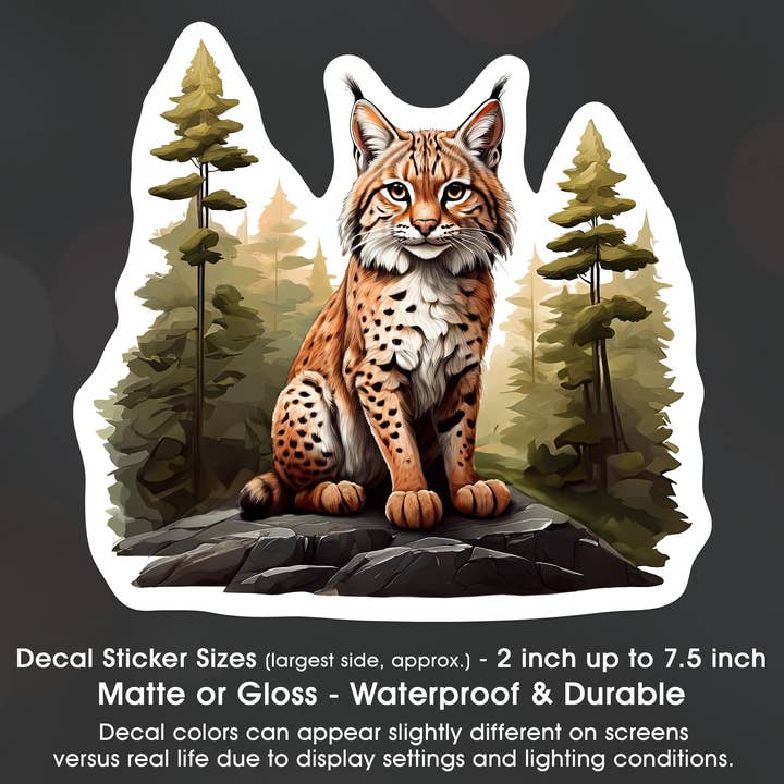 Bobcat Sitting In A Forest Decal Sticker Waterproof for wholesale by Groovy Giftables