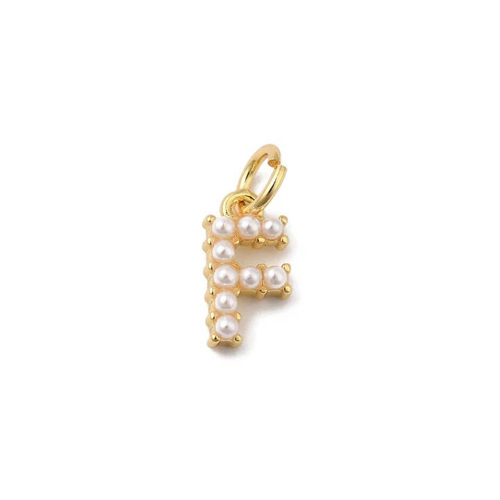 The Charm Bar Company - Wholesale Individual Charm/Pendant - Gold Large Pearl Initial Letter | Alphabet Charm5