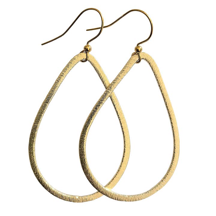 Brincos Modernos de Argola em Forma de Gota de Metal Escovado por atacado de Wendy Vernon Designs