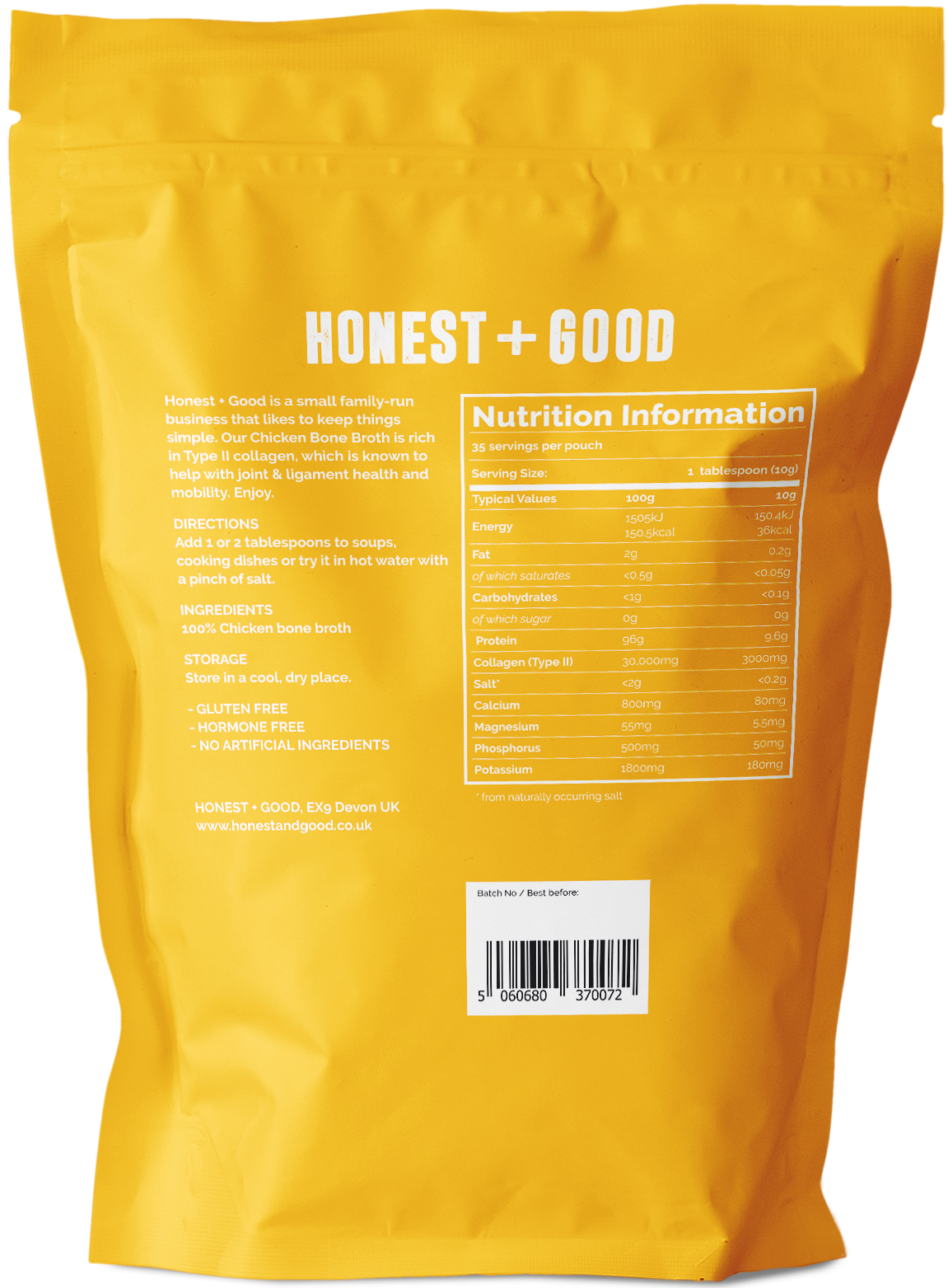 Honest + Good - Wholesale Broth - Pure Chicken Bone Broth (Free Range)1
