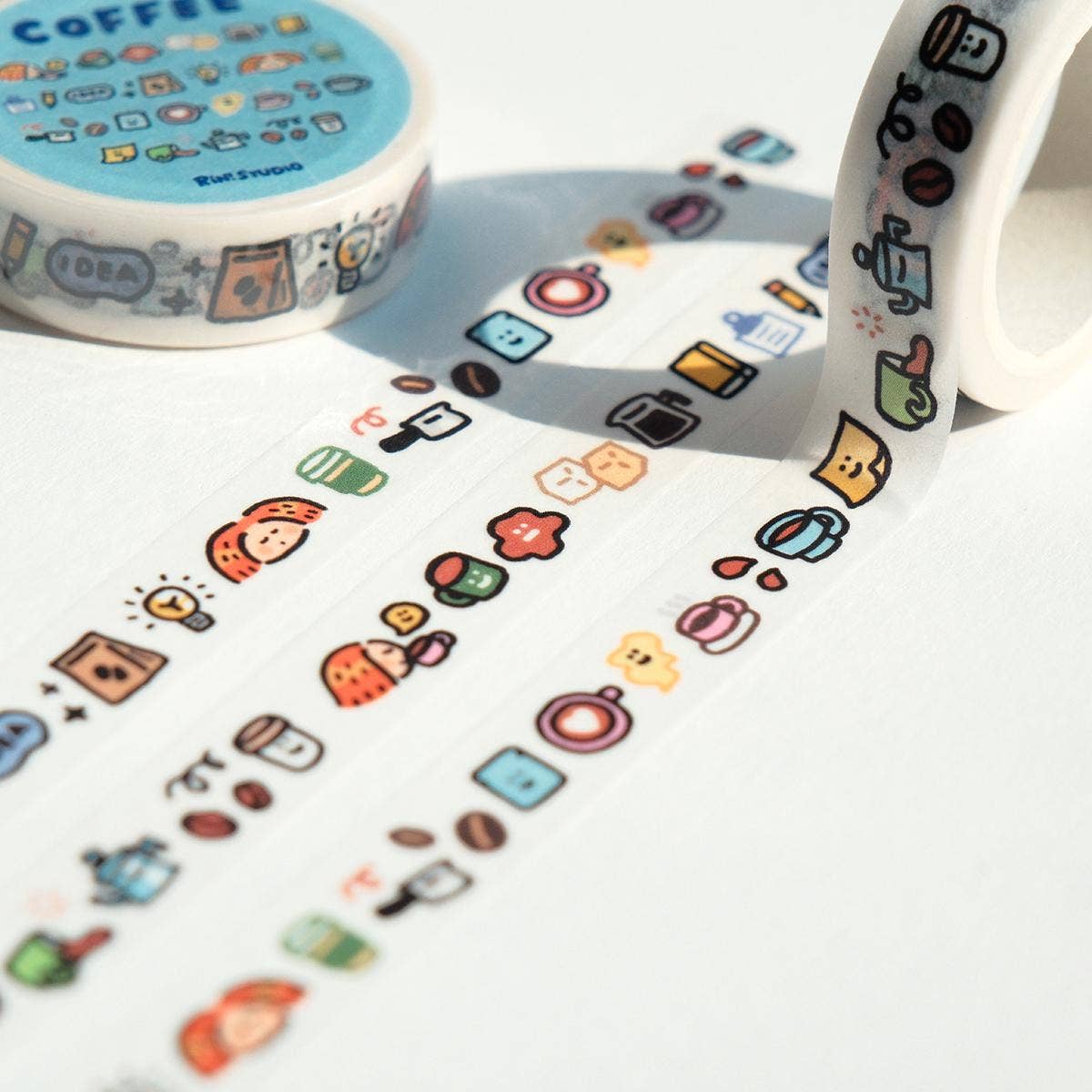 RiN! Studio US - Vendita all'ingrosso Nastro washi - Nastro Washi Caffè Kawaii: Mini Adesivi Emoji, Nastro per Scrapbooking e Artigianato1