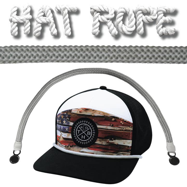 Hat Rope - Gray / White - Waves (Case Of 10 Ropes) for wholesale by The Heartbeat Brand