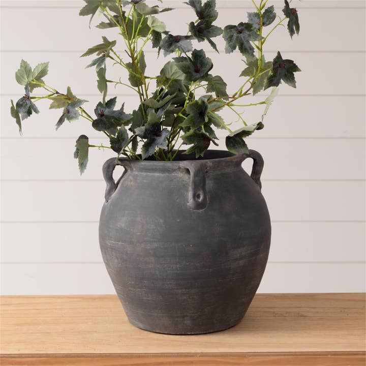 Audrey's Home & Gift - Wholesale Vase - Black Distress Vase with 4 Handles (PC)