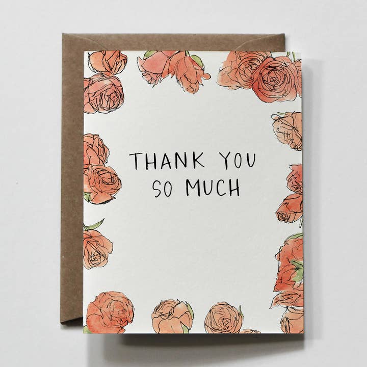 Tu Mut Rosas | Obrigado Muito Floral Cartão de Saudações por atacado de everglow handmade