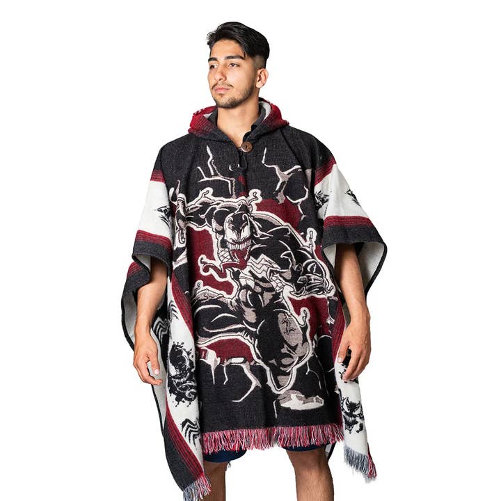 Poncho Alpaca Veleno Spiderman Unisex Fatto a Mano per la vendita all'ingrosso da parte di EcuadorStores