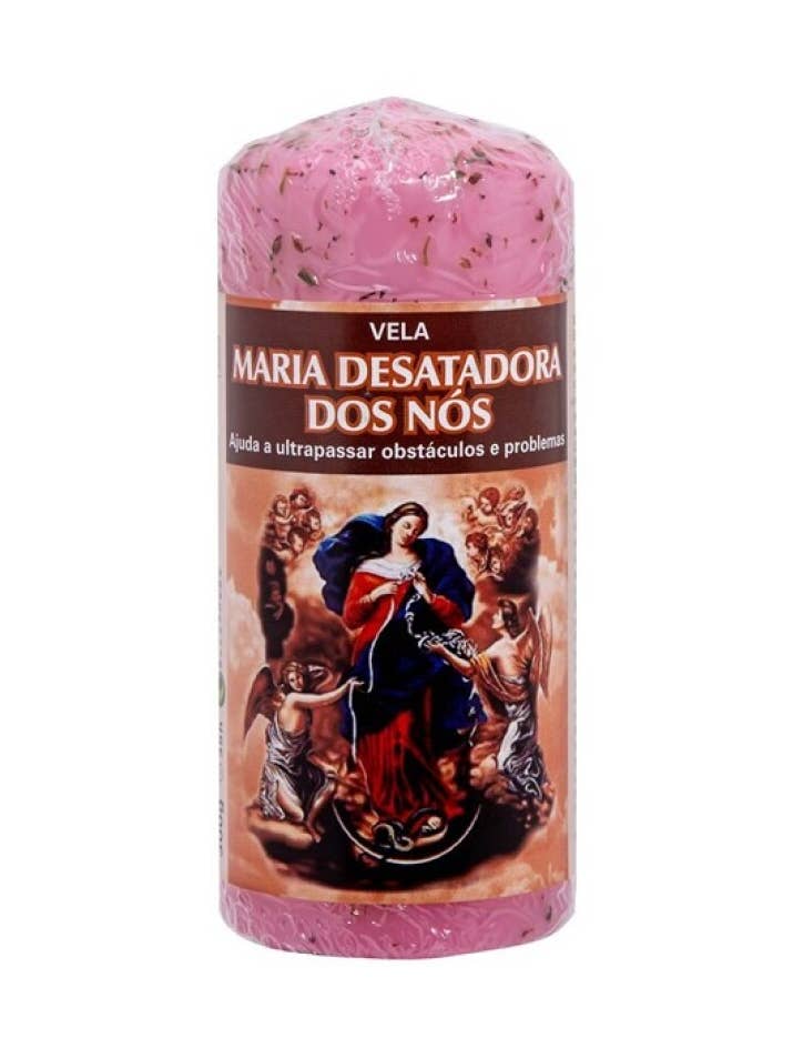 Candela Pilastro Erbe 6x14cm Nostra Signora di Fátima per la vendita all'ingrosso da parte di AUM Fragrances