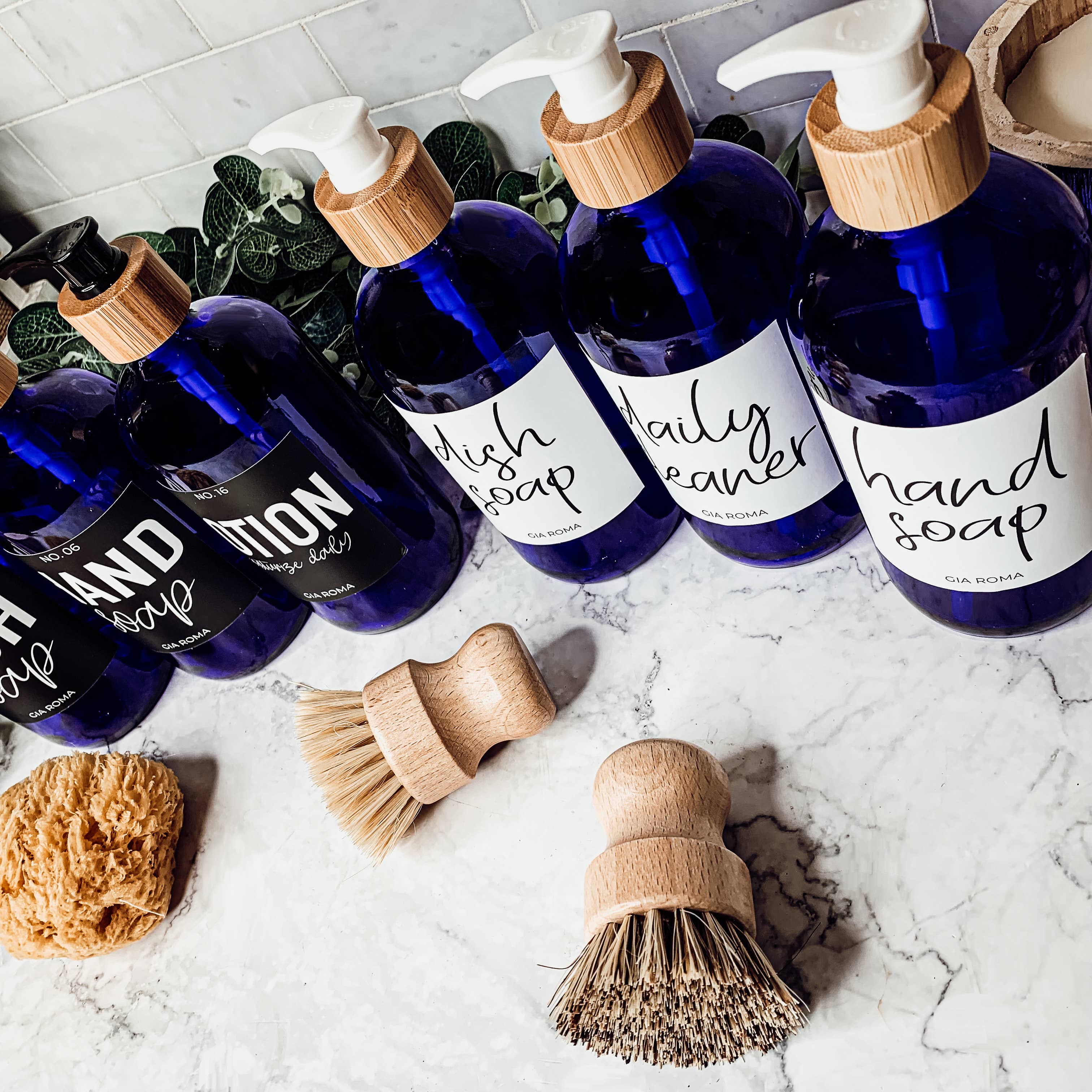 Gia Roma – wholesale Soap dispenser – Refillable Soap Dispensers for Home, 16oz Glass Blue Bottles4