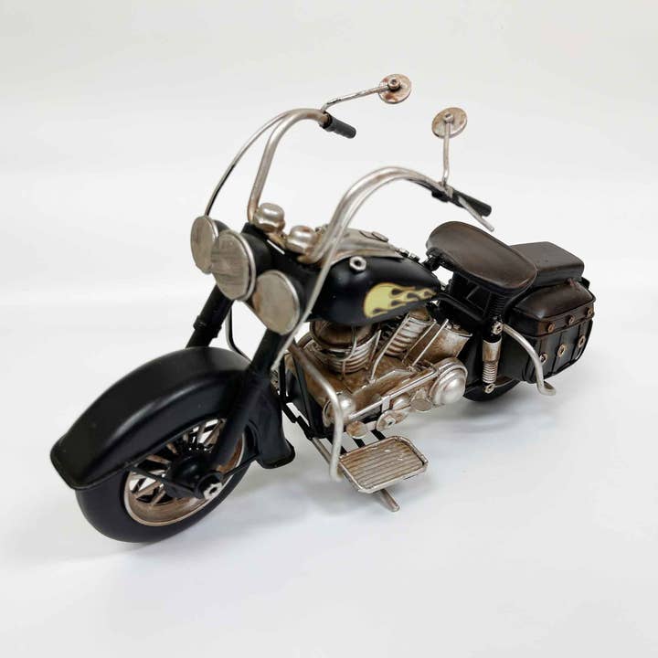 Black Motorcycle with Saddle Bag Metal Model for wholesale by Boxman