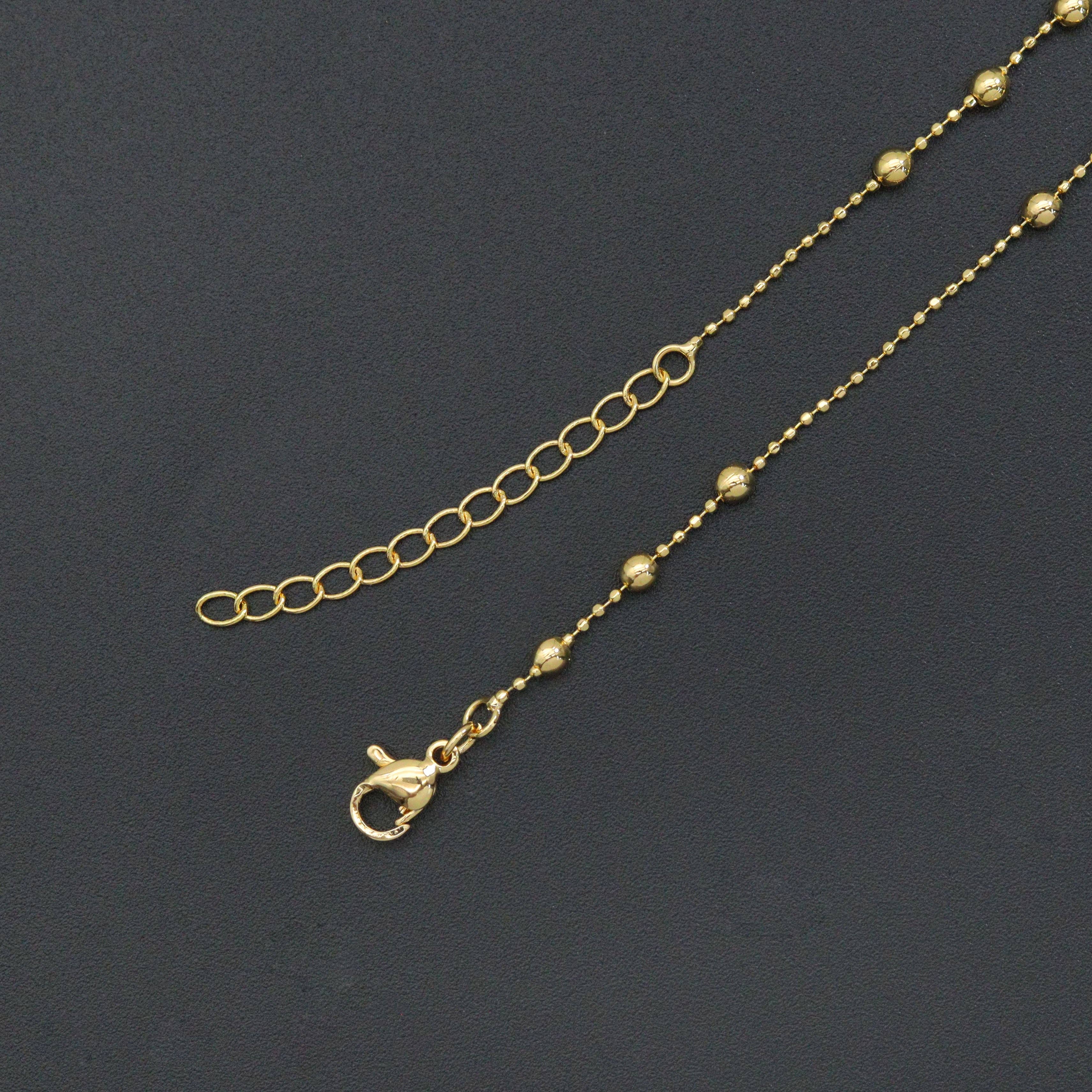 BestBeads&Beyond - Wholesale Link & Chain Necklace - Dainty Gold ball Chain Adjustable Necklace , Sku#JL2033