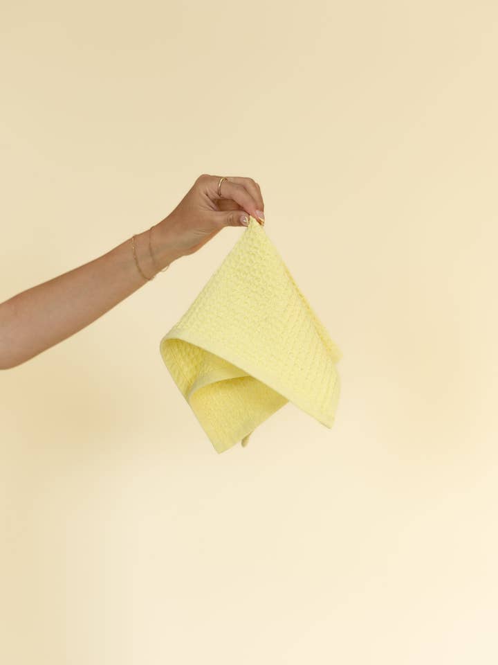 Organic Cotton Waffle Weave Facecloth - Buttercup for wholesale by eelo