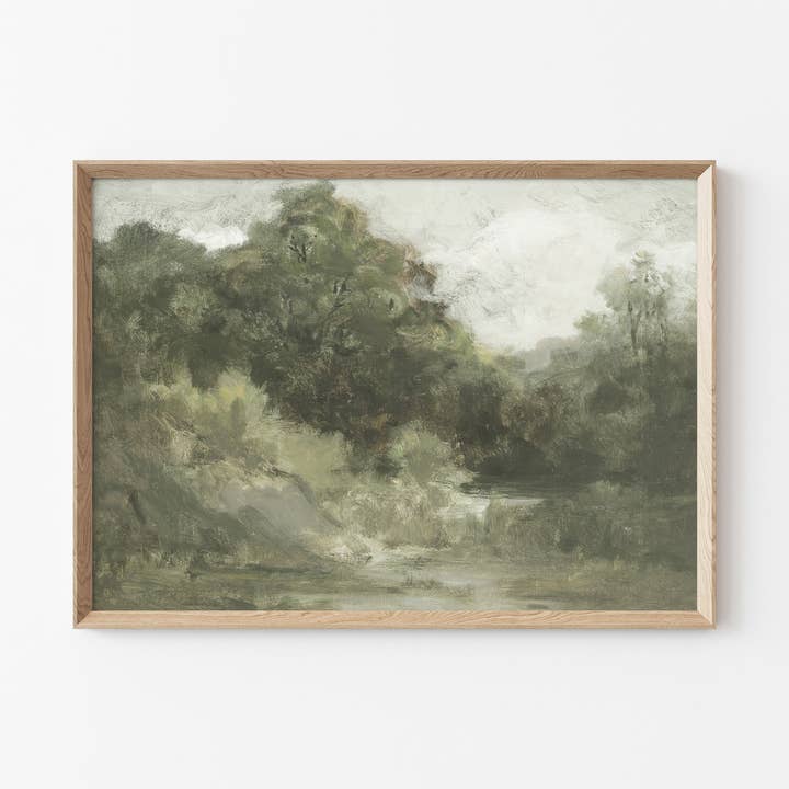 Vintage kunstdruk - Landschap van bomen - 'Evergreen Woods' voor wholesale door AMY WARR ART