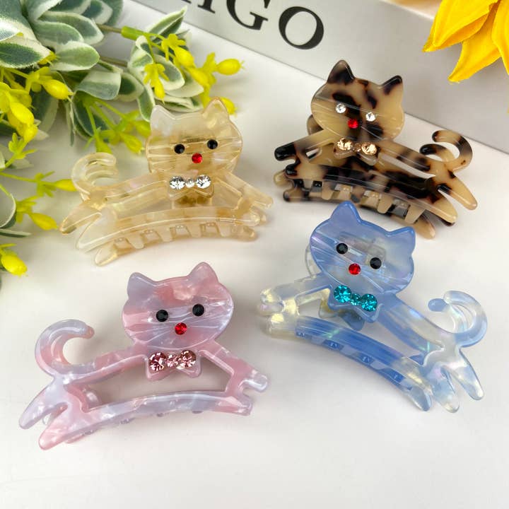 cute cat acetate hair clips cartoon hollow sweet hair clip for wholesale by TheDivaSoap
