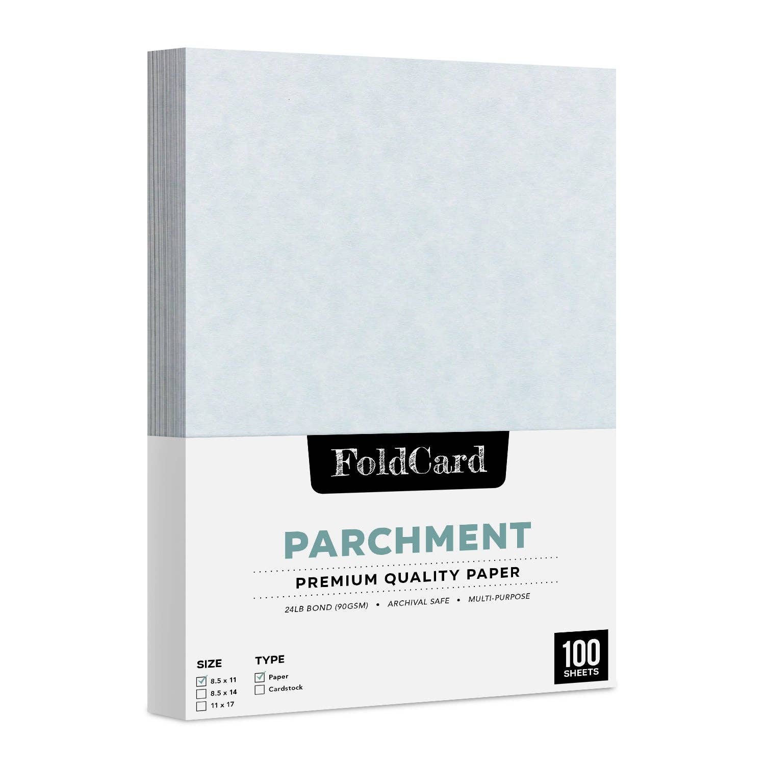 Fine Cardstock - Vendita all'ingrosso Attrezzature per lavoretti e fai da te - Carta pergamena 8,5 x 11, 24 libbre, 90 g/mq, 100 fogli8