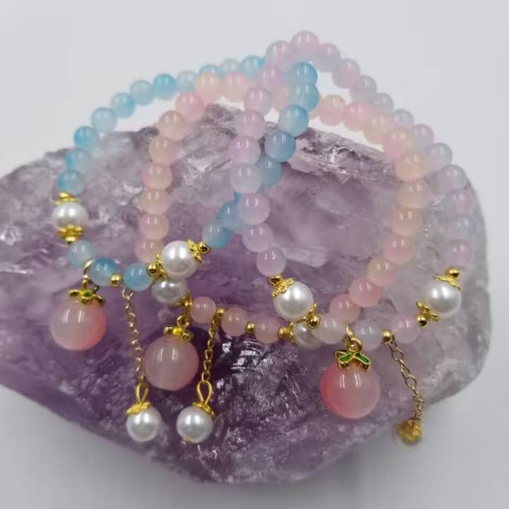 Colourful Glass Beaded Stretch Bracelet for wholesale by magnolia jewelry