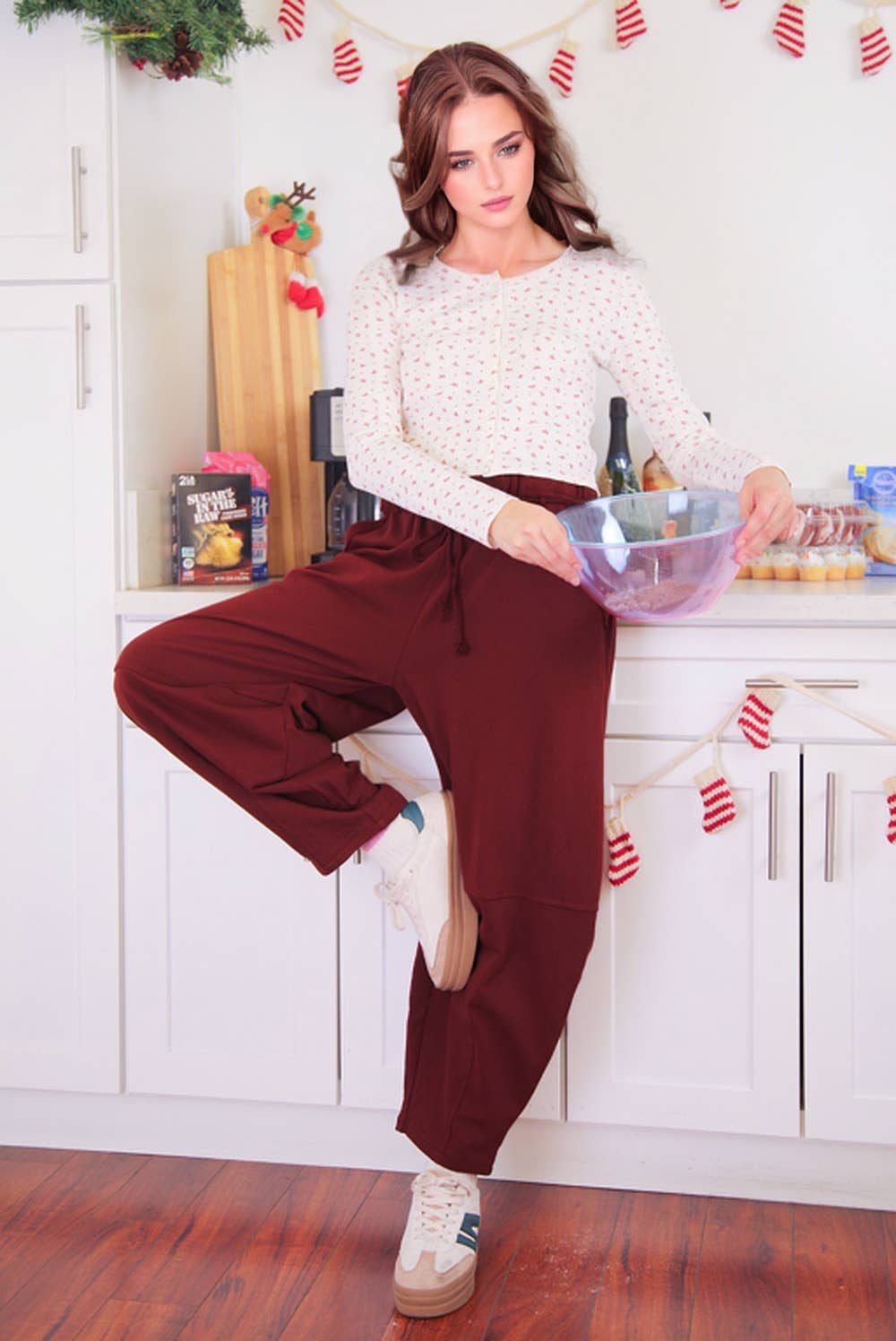 VERY J – Calças - Mulher por atacado – NP70814-Calças de Barril com Faixa de Cintura Trançada17