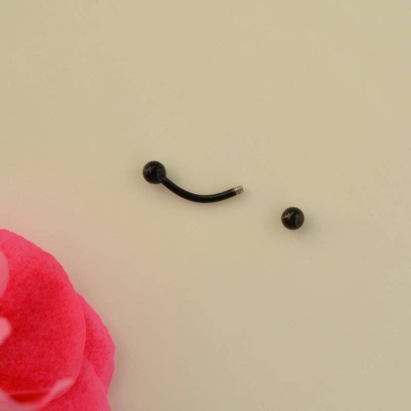 StockJWL - Wholesale Single Earring - Eyebrow Bar Piercing Curved Barbell Vertical Labret Piercing Rook Daith Cartilage Helix Tragus 6mm 8mm 10mm 12mm12