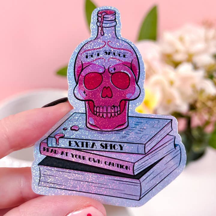 Ekstra Stærk Hot Sauce Holografisk Glimmer Vinyl Klistermærke for engroshandel hos Lula Rocks