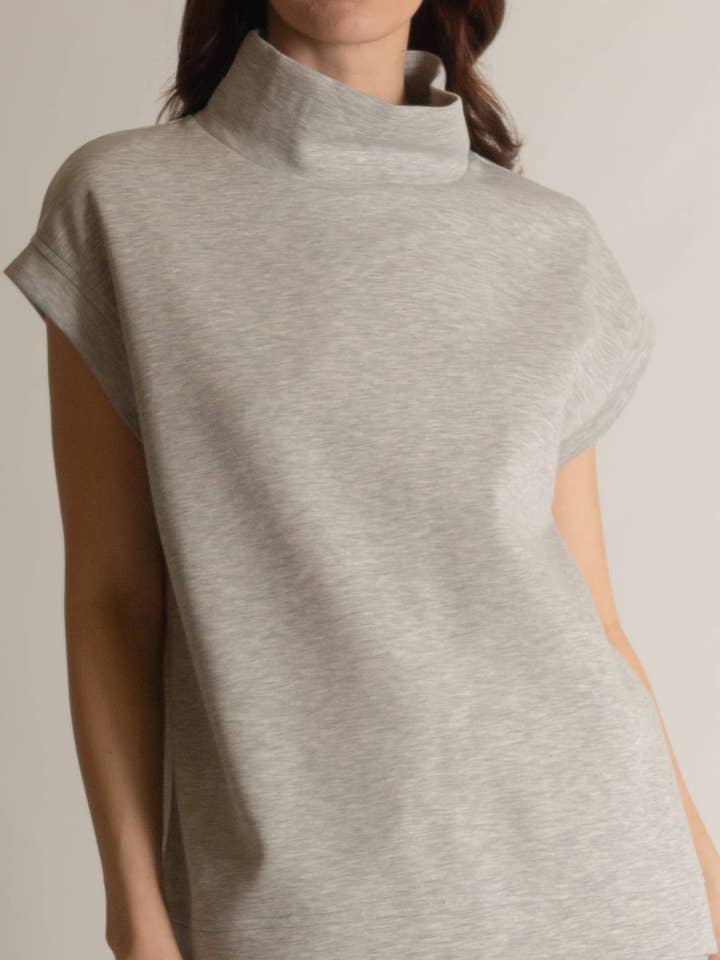 P. CILL - Wholesale Knit Top - Women's - P. CILL Butter Modal Mock Neck Capped Sleeve Top