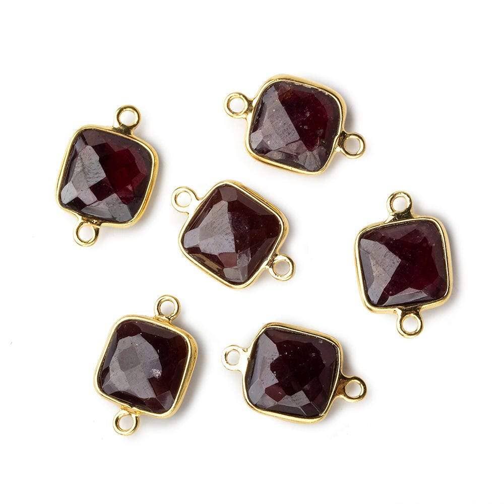Beads of Cambay - Wholesale Beads - 10mm Vermeil Bezel Garnet faceted cushion Connector 1 focal bead1