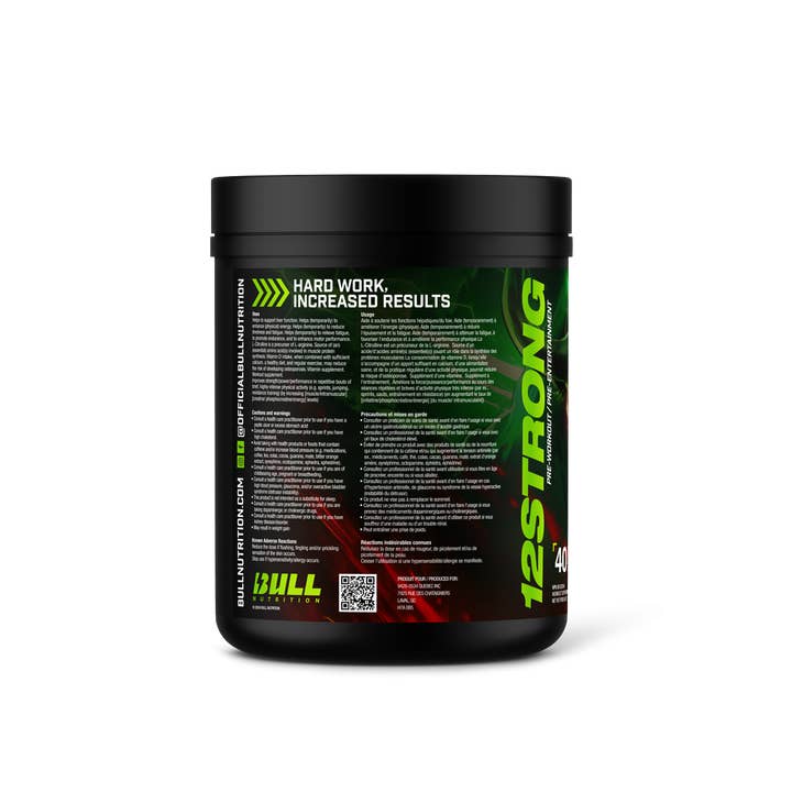 BULL Nutrition - Wholesale Oral Supplement/Vitamin - 12 STRONG Pre-Workout – Blue Raspberry