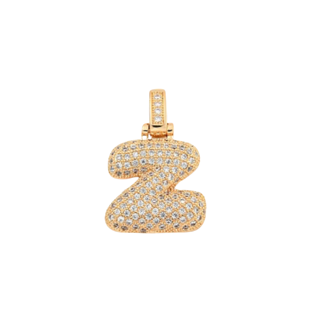 The Charm Bar Company - Wholesale Individual Charm/Pendant - Light Gold Rhinestone Bubble Initial Letter | Alphabet Charm25
