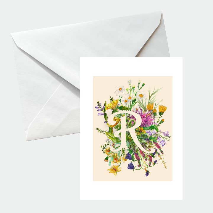 Personalized Stationary Set- Letter R for wholesale by Wild Botanical Atelier