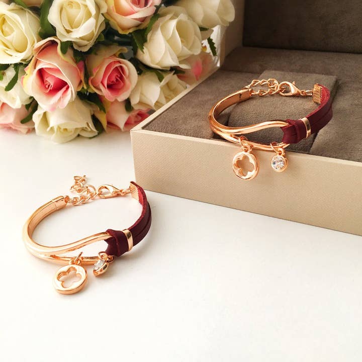 Evileyefavor - Vendita all'ingrosso Braccialetto con ciondolo/pendente - Bracciale in pelle con charm, bracciale in oro rosa1