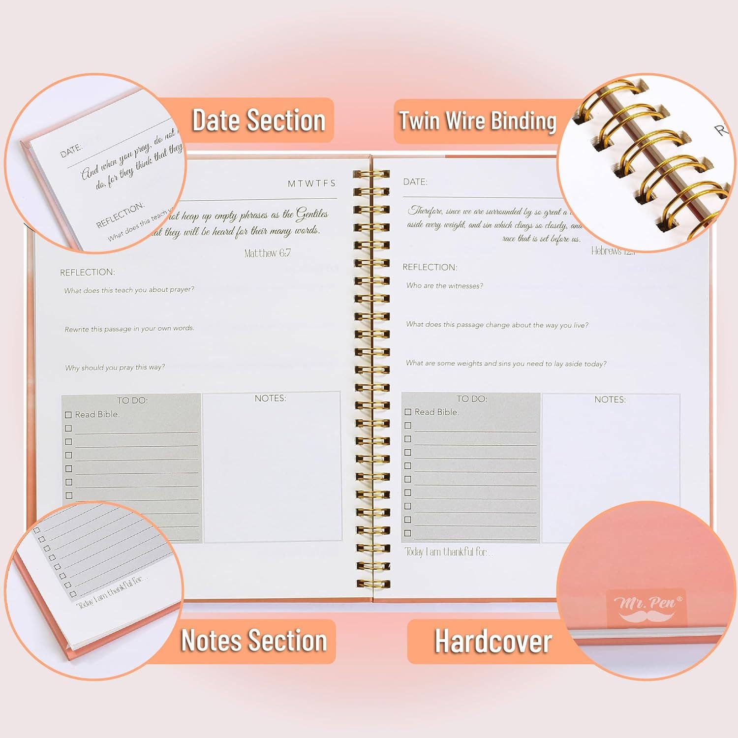 Mr. Pen - Wholesale Dagboek/agenda - Sunset Blush Mr. Pen Bijbel Journaling Kit voor Vrouwen6