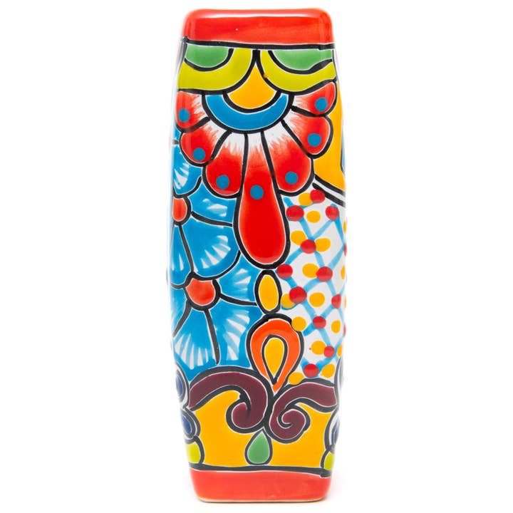 Enchanted Talavera - Wholesale Vase - Talavera Handmade Ceramic Small Flower Vase - Red