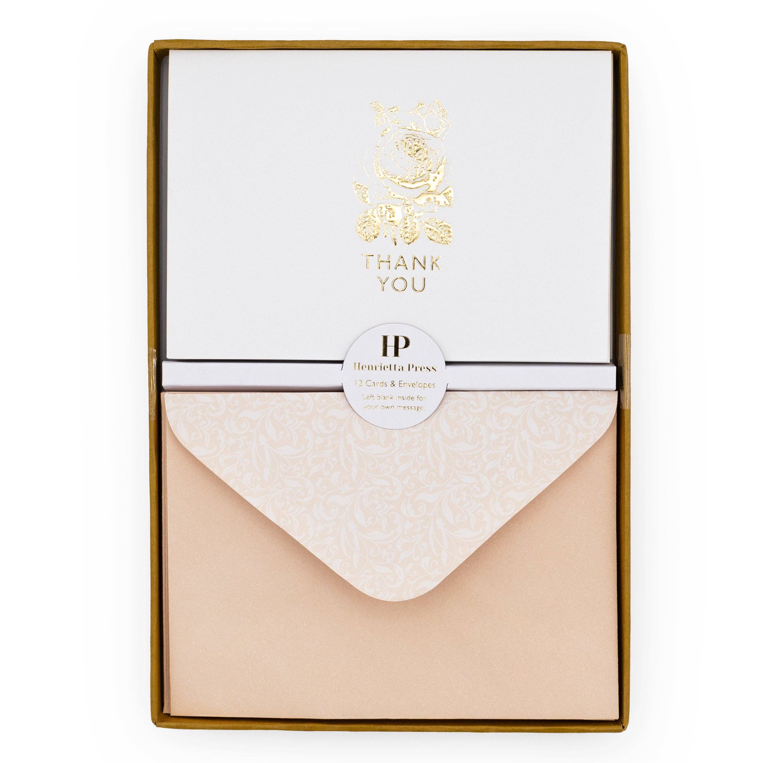 Robert Frederick Ltd – wholesale Stationery/notecard set – 12 Notecards and Envelopes in Gift Box - “Thank You” Flower Bouquet Design1