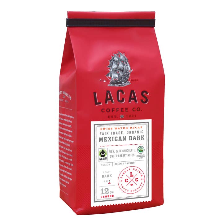 Fair Trade Organic Mexican Dark Roast Swp Decaf 12 oz. for wholesale by Lacas Coffee