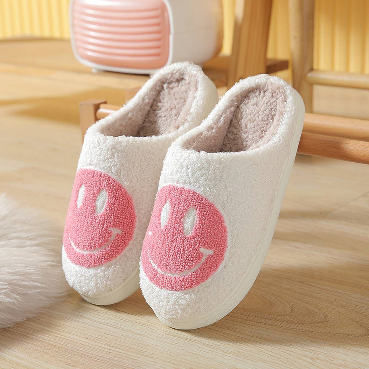 ACCITY - Wholesale Slippers - Women's - Cute Cartoon Smiling Face Fabric Slippers_CWSHS025427