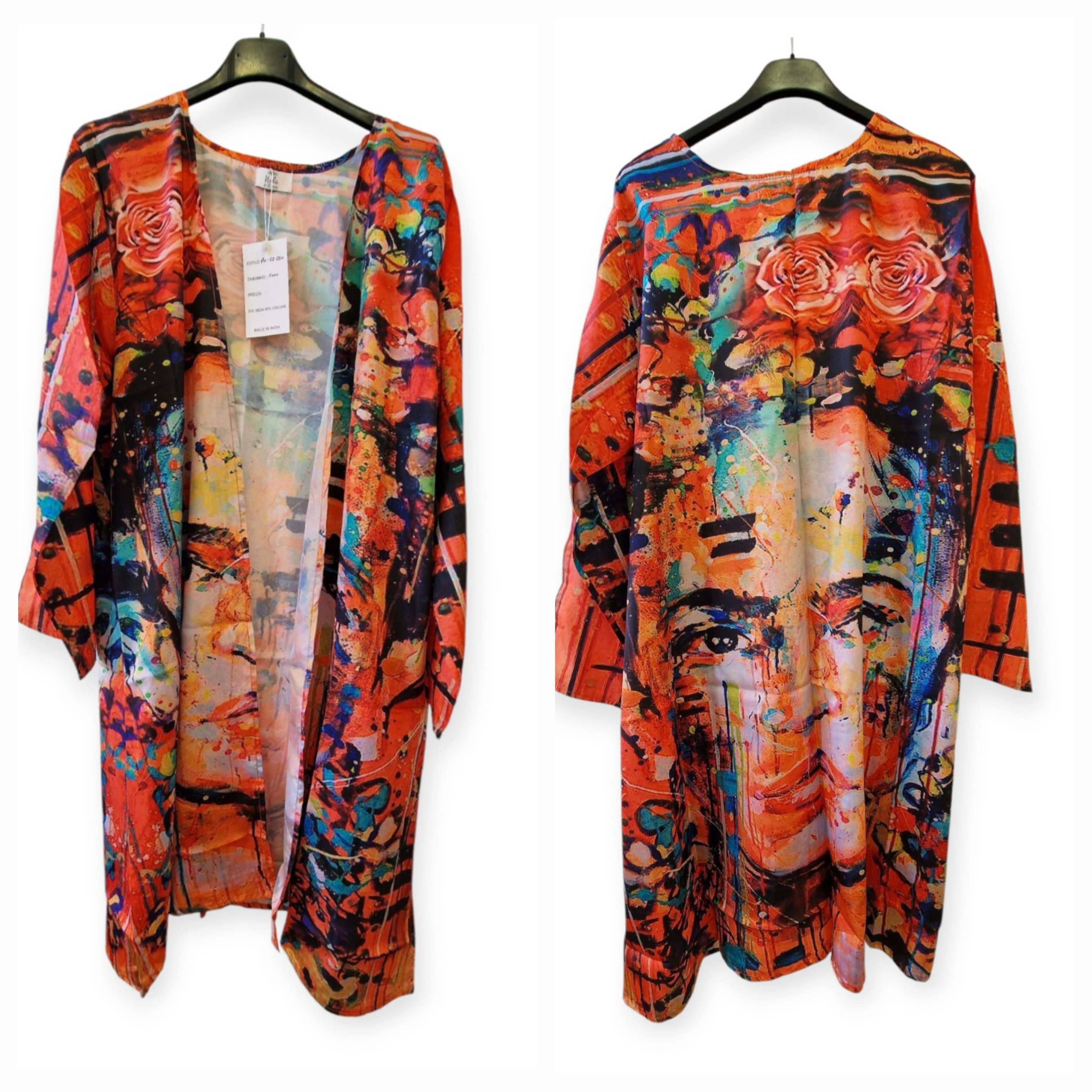 Nola by bijusol - Wholesale Kimono - Dames - 22320-2 Zijde kimono jas Frida Khalo1