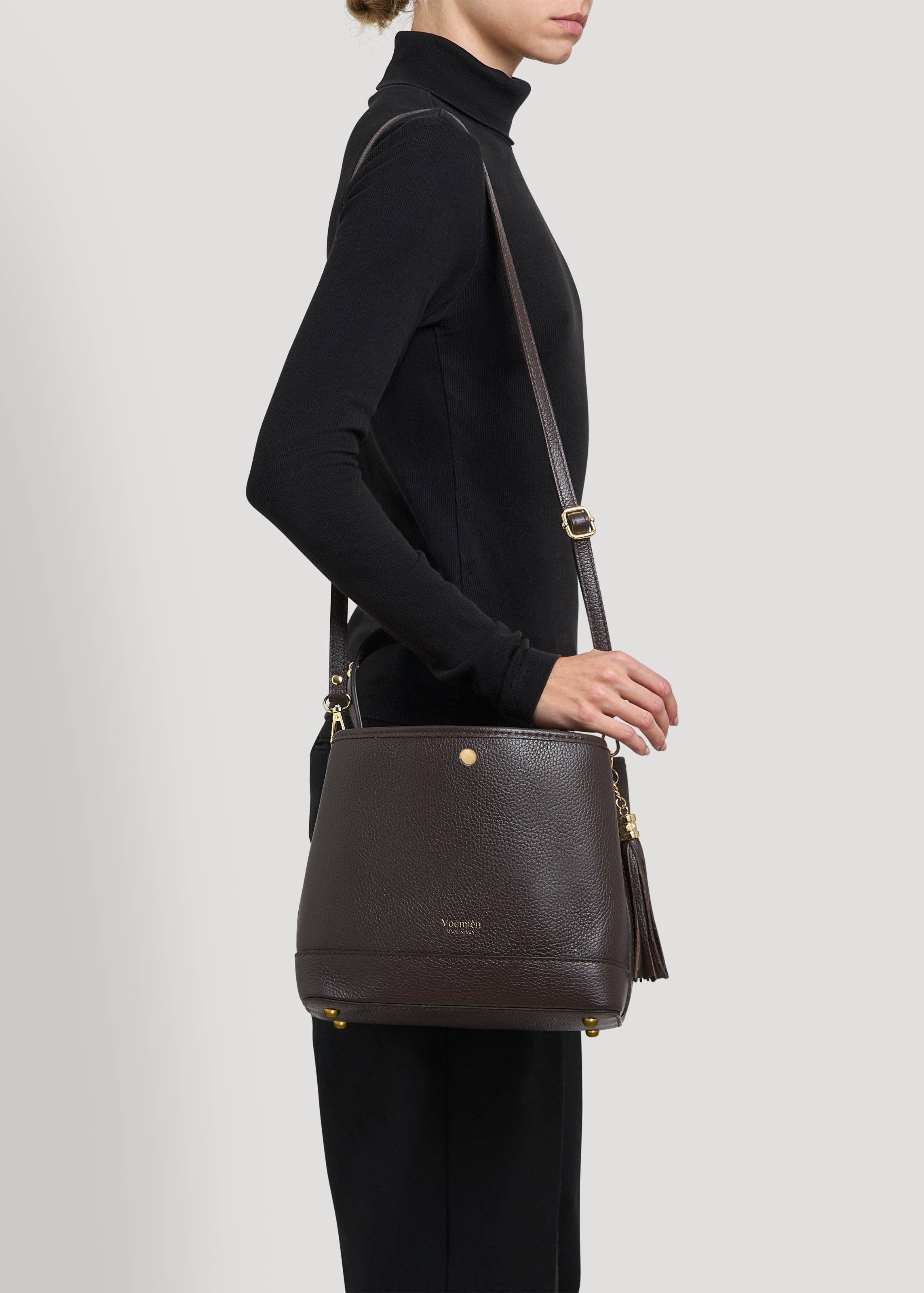 Voemièn - Vendita all'ingrosso Borsa con manico - Donna - Borsa Kendy in pelle Dollar marrone scuro6