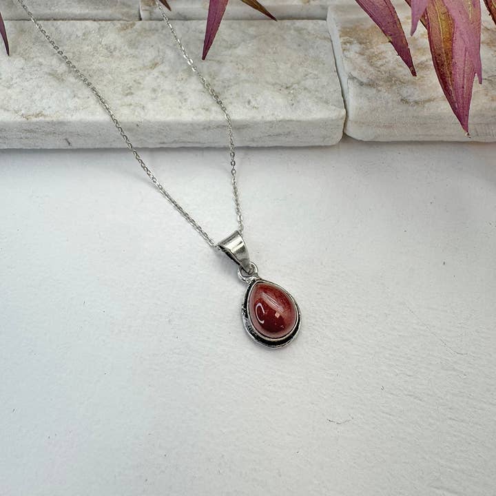 Handcrafted Semiprecious Small Stone Necklace - Garnet for wholesale by Anju Jewelry