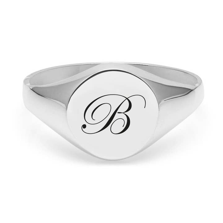 Initial B Edwardian Signetring - Sølv for engroshandel hos Myia Bonner