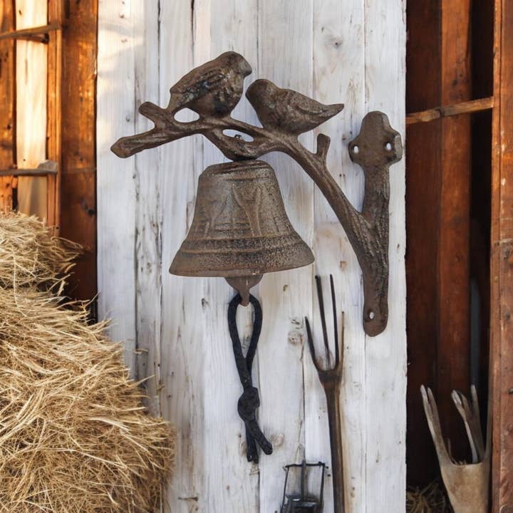 Cast Iron Bird Door Bell Rustic Garden Chime for wholesale by Iron & Blossom