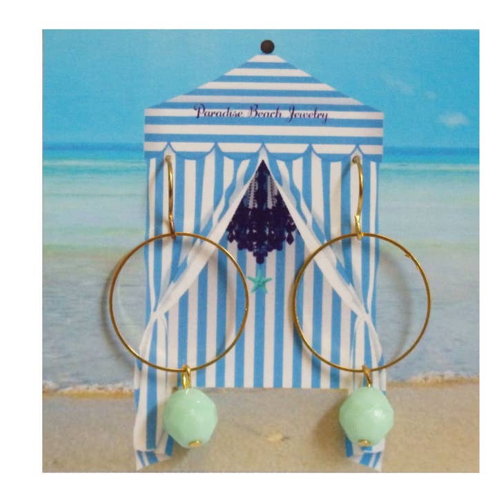 Boucles d'oreilles perles cercle vert menthe pour la vente par PARADISE BEACH COMPANY
