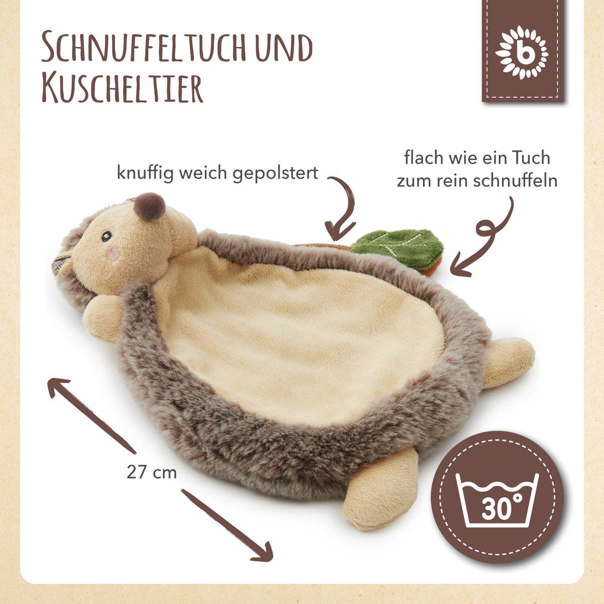 Bieco Spielwaren - Wholesale Stuffed/Plush Toy - Kids & Baby - Cuddle Cloth Hedgehog Piksi5