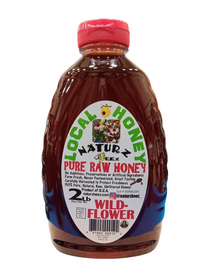 MEL CRU FLOR SILVESTRE 2 LBS Frasco Squeeze 100% PURO CRU EUA por atacado de Naturz Beez