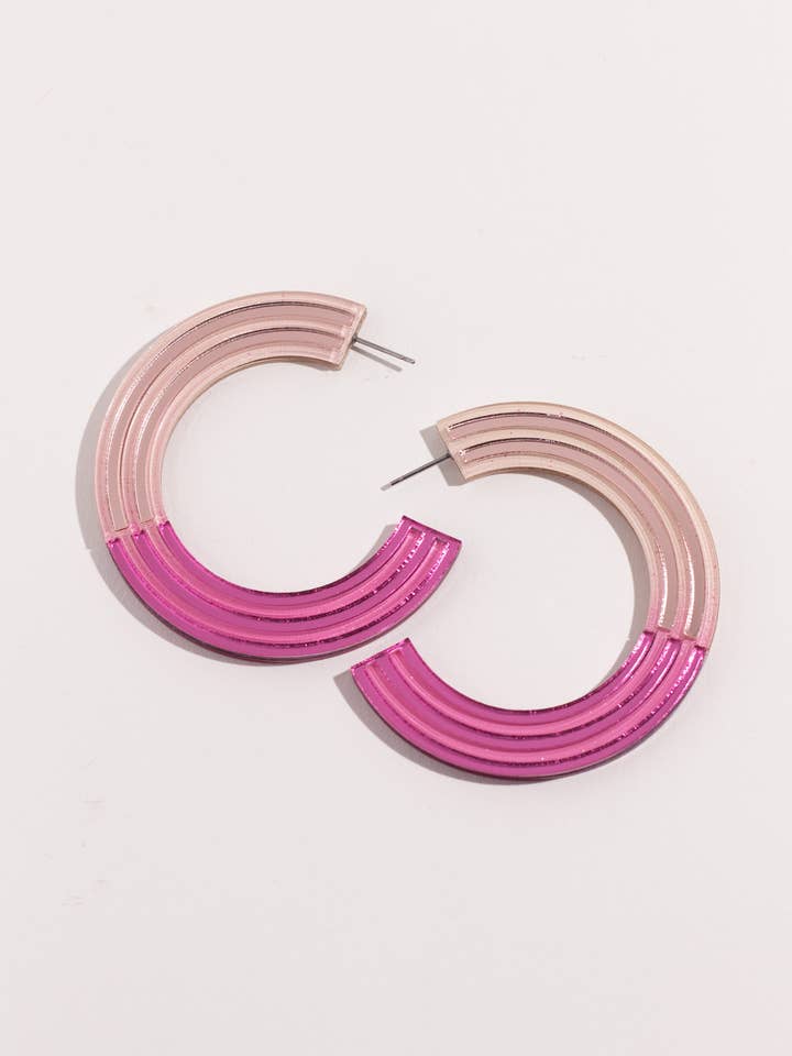 Isla Hoops - Colorful Acrylic Statement Pink Earrings for wholesale by Moon-Seed