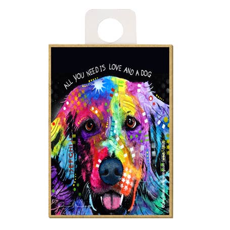 Golden Retriever - Love and a Dog - Wood Magnet for wholesale by SJT Enterprises, Inc.