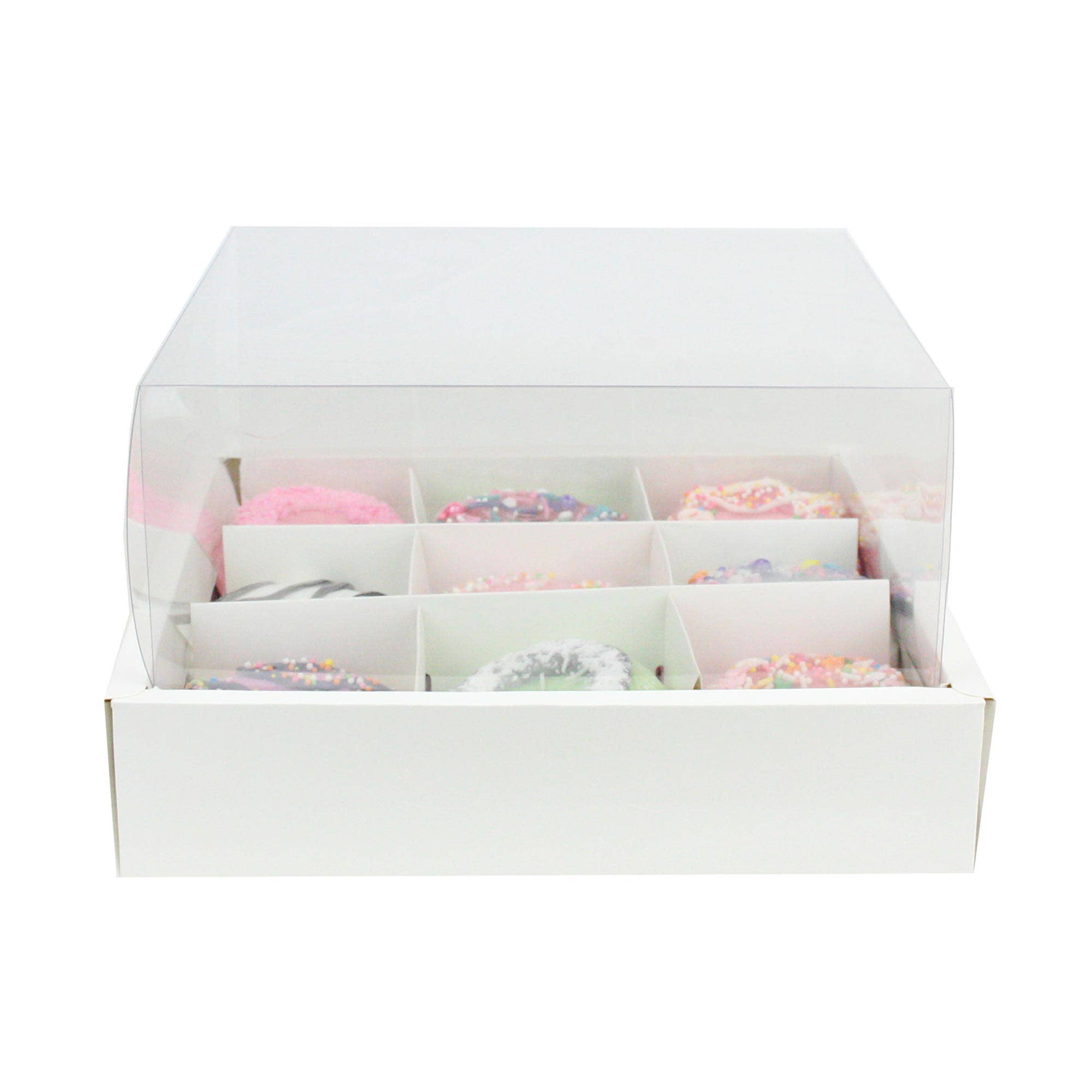 Emartbuy - Wholesale Gift Box - Transparent Lid Pastry Boxes with Removable Compartments Pack of 12 (Holds 9 Cupcakes)1