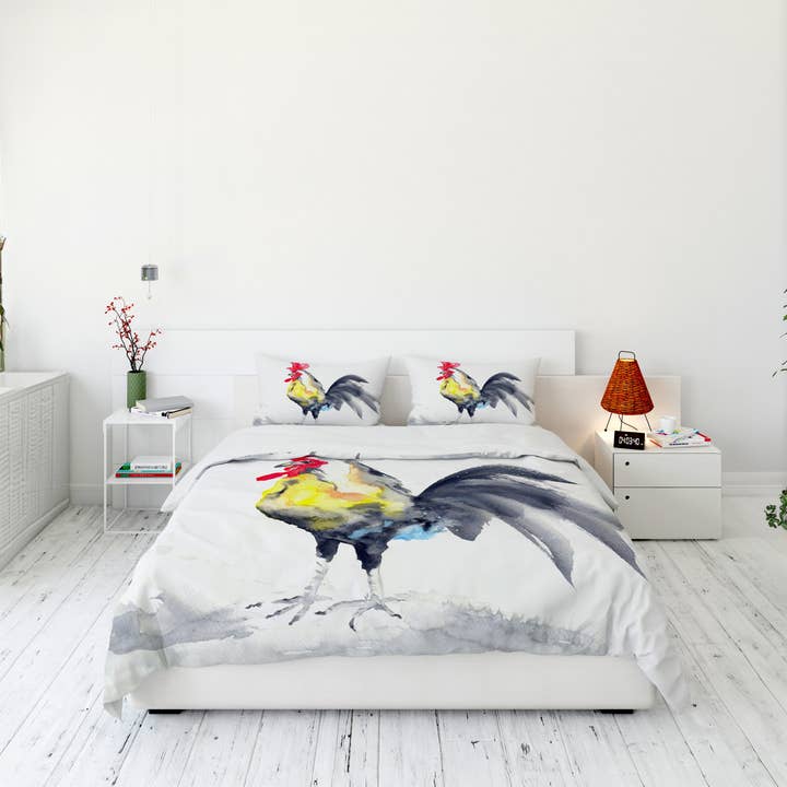 Copripiumino o trapunta a forma di gallo per la vendita all'ingrosso da parte di Brazen Design Studio