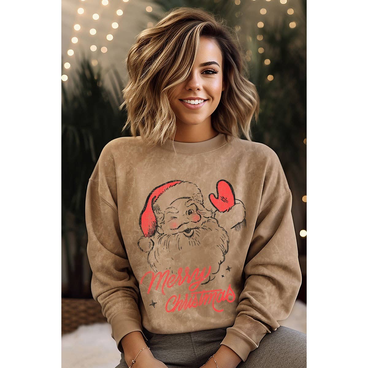 HRTandLUV - Wholesale Grafisch sweatshirt - Dames - MERRY SANTA SWEATSHIRTS MET MINERALE PRINT1